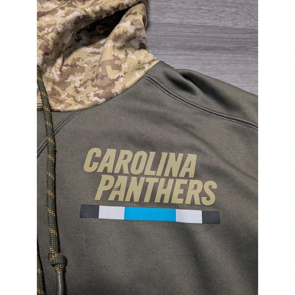 Nike Carolina Panthers Salute‎ to Service Army Green Camo On Field Hoodie Size M
